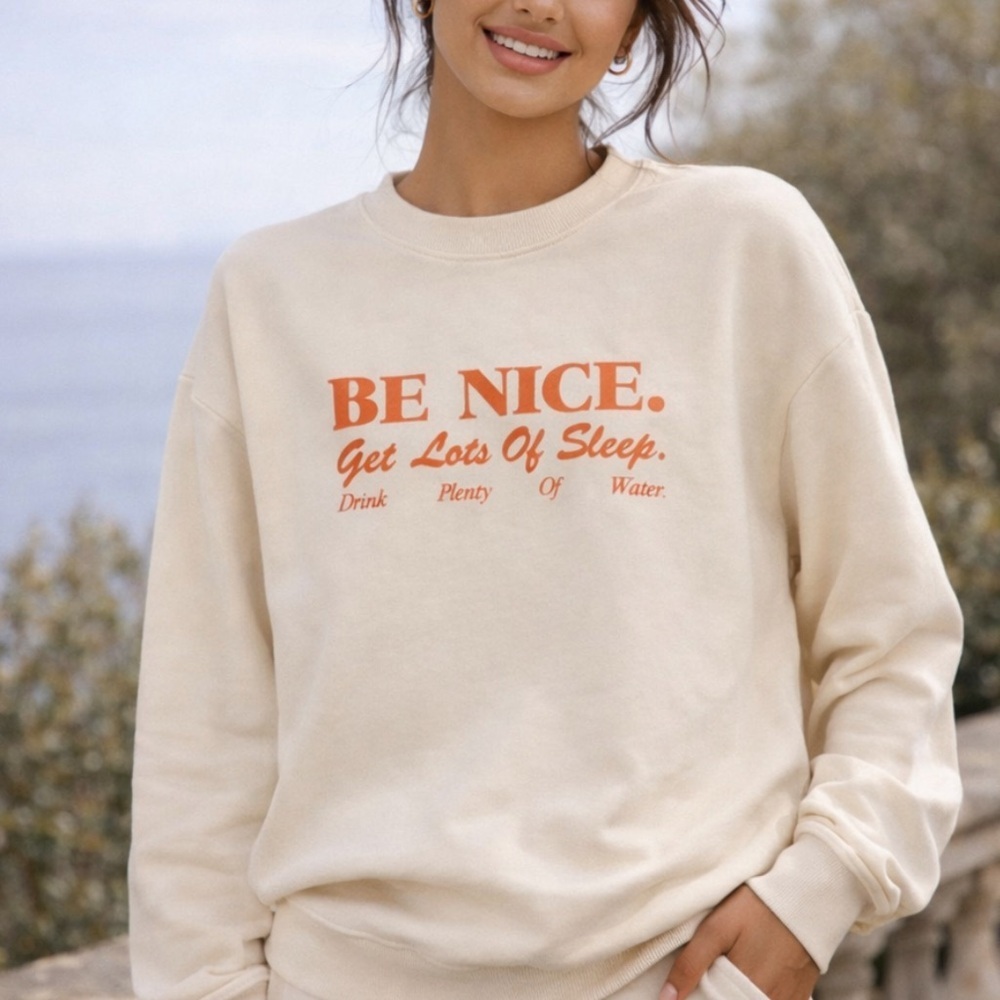 Sporty and Rich be nice gets lots of sleep crewneck sweatshirt 36241